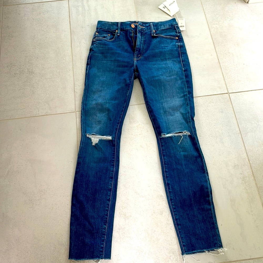 Mother high waisted looker ankle fray jeans
